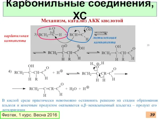 Физтех, 1 курс. Весна 2016 Карбонильные соединения, ХС Механизм, катализ