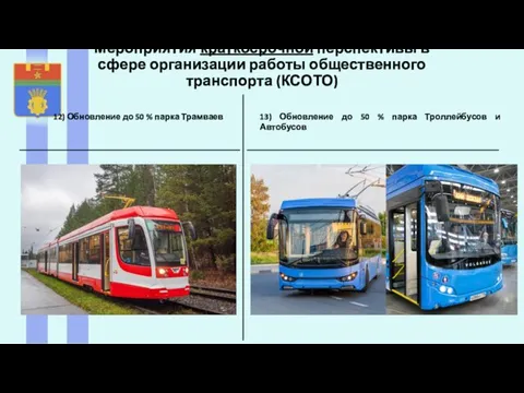 Мероприятия краткосрочной перспективы в сфере организации работы общественного транспорта (КСОТО) 12) Обновление до