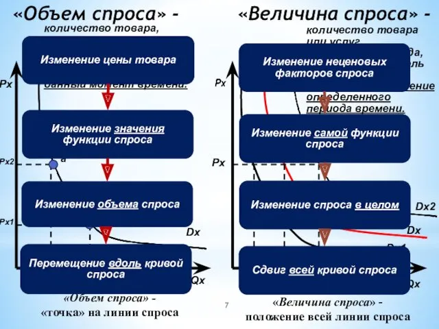 «Объем спроса» - «Величина спроса» - Px Dx Dx1 Dx