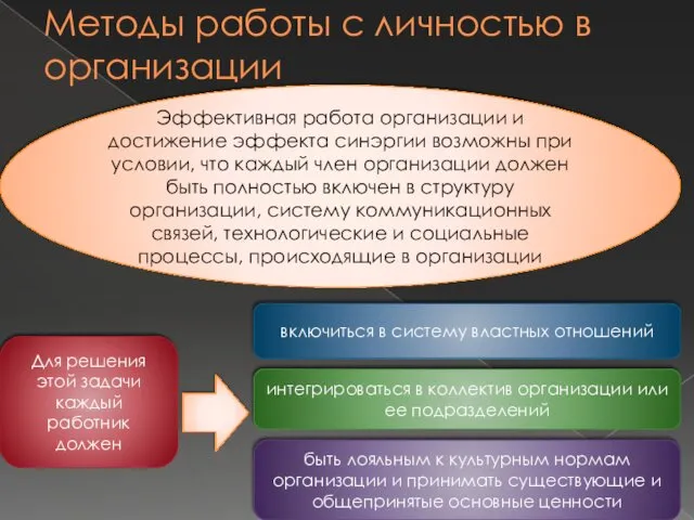 Эффективная работа организации и достижение эффекта синэргии возможны при условии,