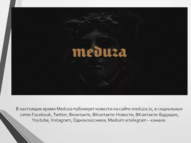 В настоящее время Meduza публикует новости на сайте meduza.io, в