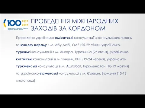 ПРОВЕДЕННЯ МІЖНАРОДНИХ ЗАХОДІВ ЗА КОРДОНОМ Проведено українсько-еміратські консультації з консульських