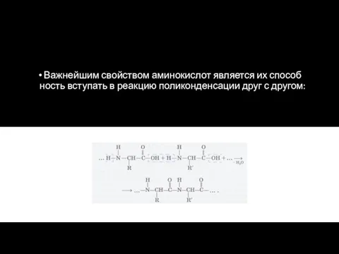 Важнейшим свойством аминокислот является их способ­ность вступать в реакцию поликонденсации друг с другом: