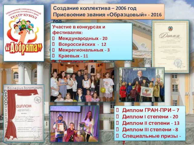 Создание коллектива – 2006 год Присвоение звания «Образцовый» - 2016