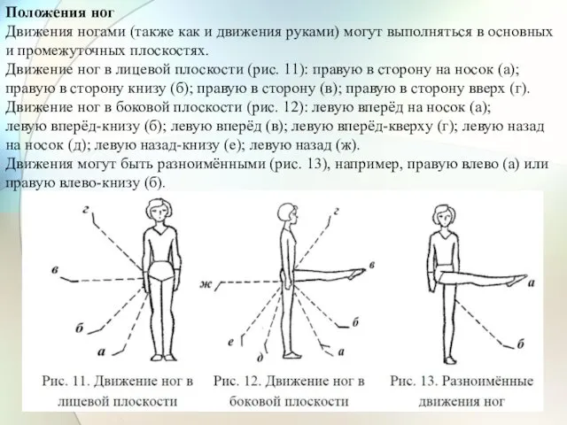 Положения ног Движения ногами (также как и движения руками) могут