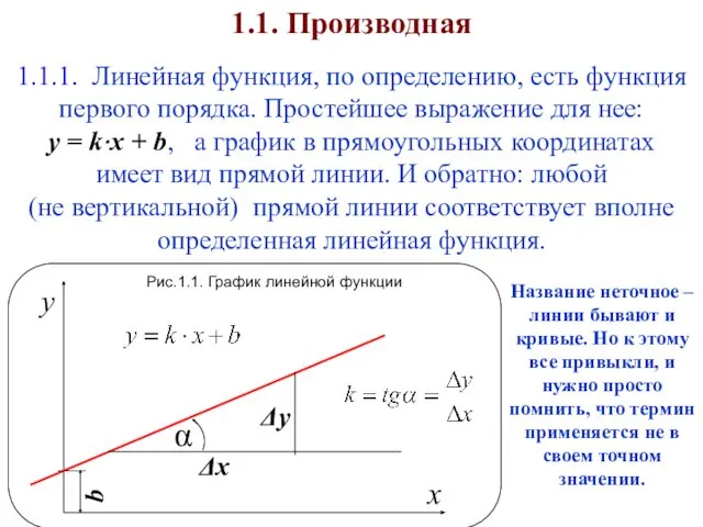 1.1.1. Линейная функция, по определению, есть функция первого порядка. Простейшее