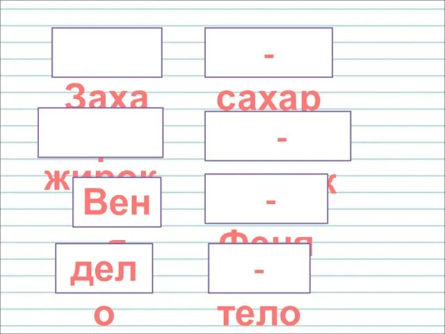 Захар - сахар жирок - широк Веня - Феня дело - тело