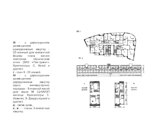 III - с двухсторонним размещением одноуровневых квартир - 22-этажный дом