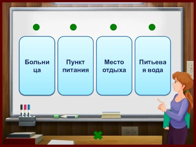 Больница 2 Пункт питания Место отдыха Питьевая вода