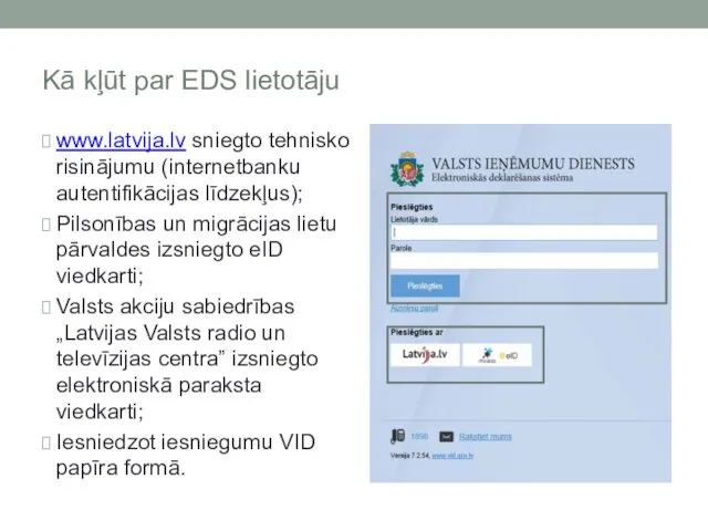 Kā kļūt par EDS lietotāju www.latvija.lv sniegto tehnisko risinājumu (internetbanku