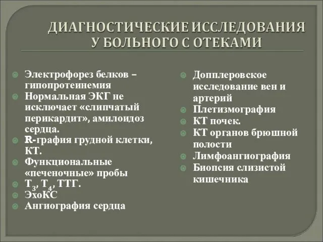 Электрофорез белков – гипопротеинемия Нормальная ЭКГ не исключает «слипчатый перикардит»,