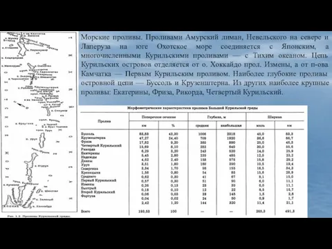 Морские проливы. Проливами Амурский лиман, Невельского на севере и Лаперуза