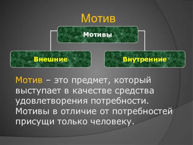 Мотив Мотив – это предмет, который выступает в качестве средства