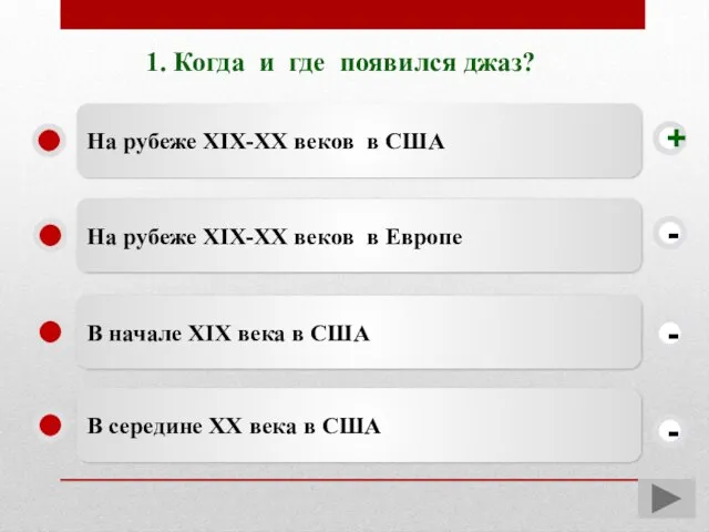 1. Когда и где появился джаз? На рубеже XIX-ХХ веков