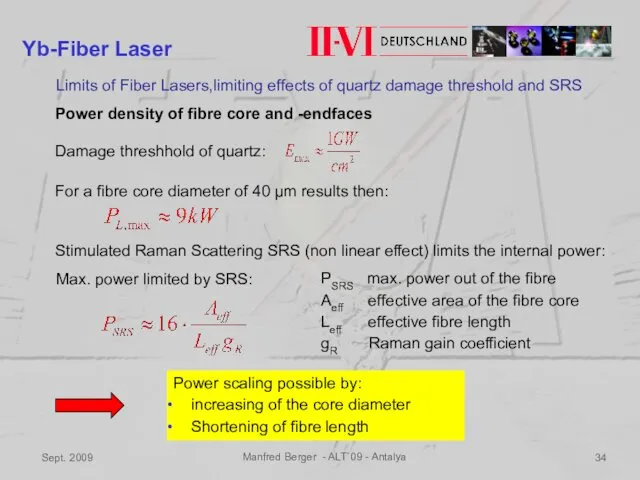 Sept. 2009 Manfred Berger - ALT`09 - Antalya Power density