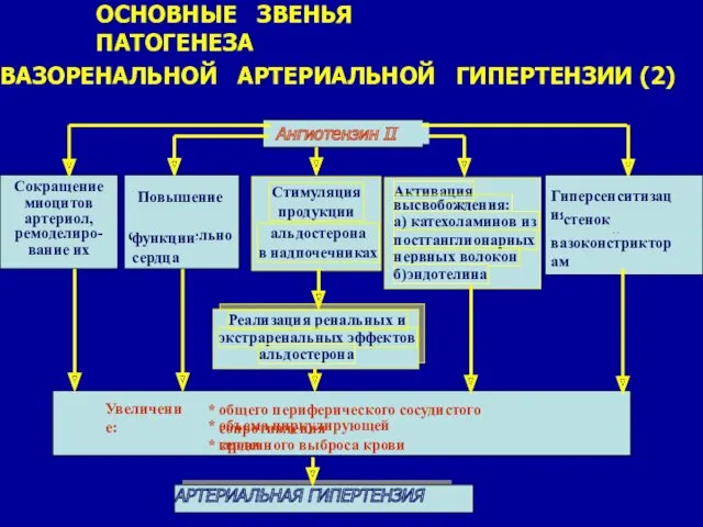 Увеличение: * общего периферического сосудистого сопротивления Повышение сократительной функции сердца