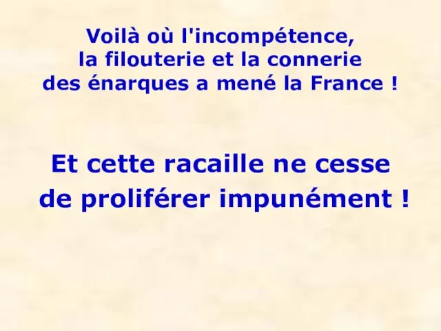 Voilà où l'incompétence, la filouterie et la connerie des énarques