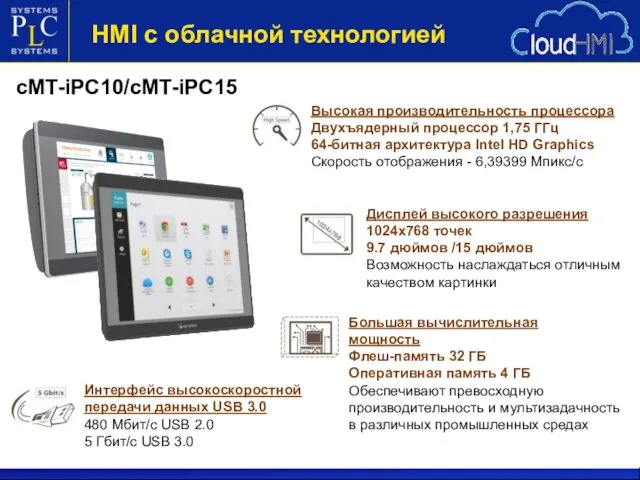 cMT-iPC10/cMT-iPC15 HMI с облачной технологией