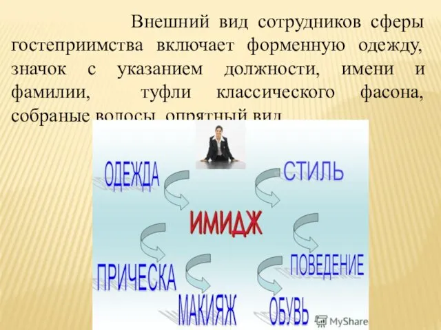 Внешний вид сотрудников сферы гостеприимства включает форменную одежду, значок с