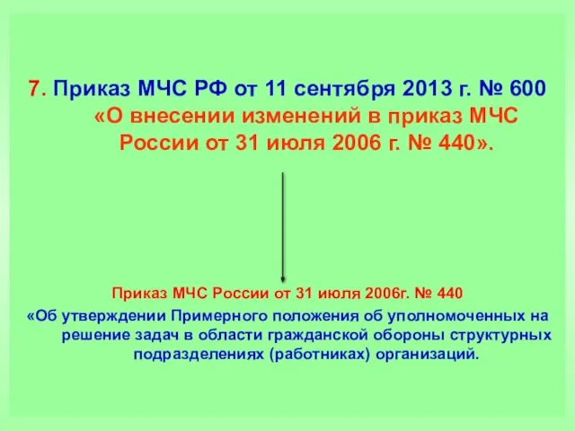 7. Приказ МЧС РФ от 11 сентября 2013 г. №