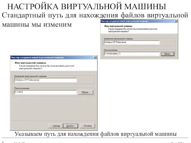 __________________________________________________________________________________________________________ Бармин М. А. Сетевые информационные технологии ПензГТУ НАСТРОЙКА ВИРТУАЛЬНОЙ