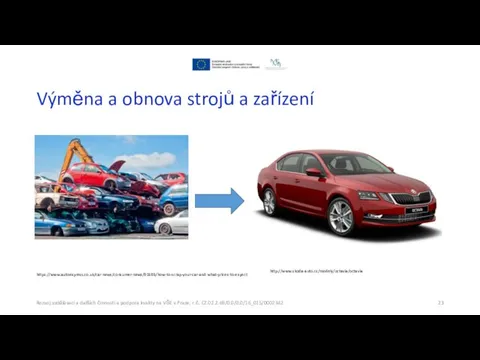 Výměna a obnova strojů a zařízení https://www.autoexpress.co.uk/car-news/consumer-news/91686/how-to-scrap-your-car-and-what-prices-to-expect Rozvoj vzdělávací a