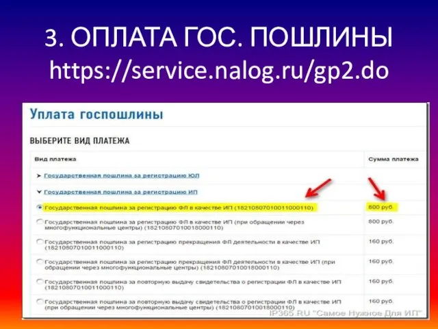 3. ОПЛАТА ГОС. ПОШЛИНЫ https://service.nalog.ru/gp2.do