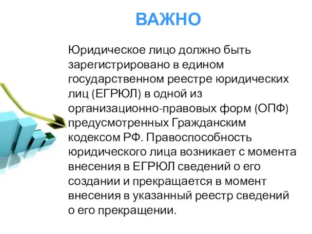 ВАЖНО Юридическое лицо должно быть зарегистрировано в едином государственном реестре