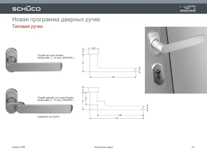 январь 2009 Новая программа дверных ручек Типовая ручка