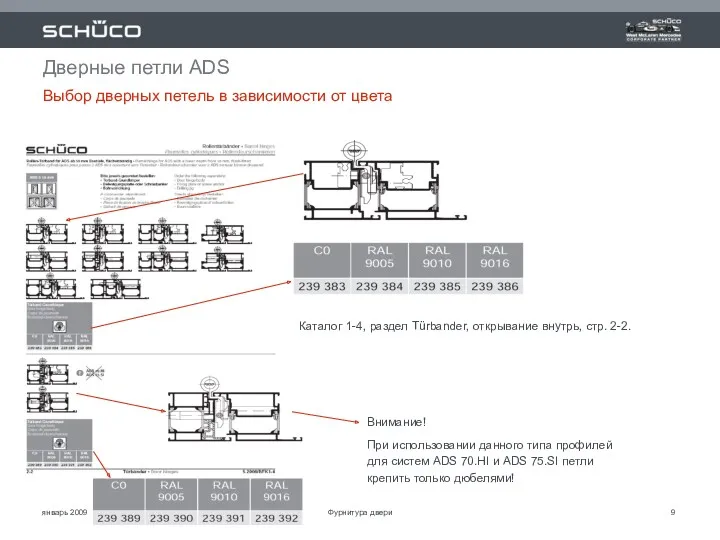 январь 2009 Дверные петли ADS Выбор дверных петель в зависимости