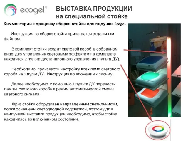 Комментарии к процессу сборки стойки для подушек Ecogel. ВЫСТАВКА ПРОДУКЦИИ