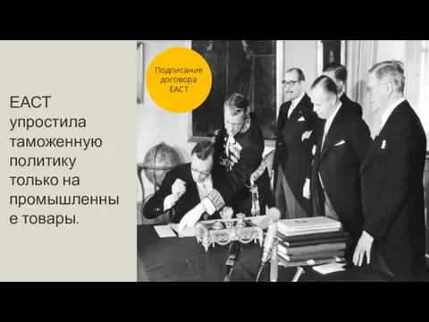 ЕАСТ упростила таможенную политику только на промышленные товары. Подписание договора ЕАСТ