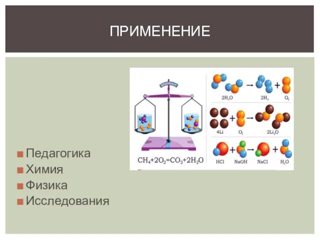 Педагогика Химия Физика Исследования ПРИМЕНЕНИЕ