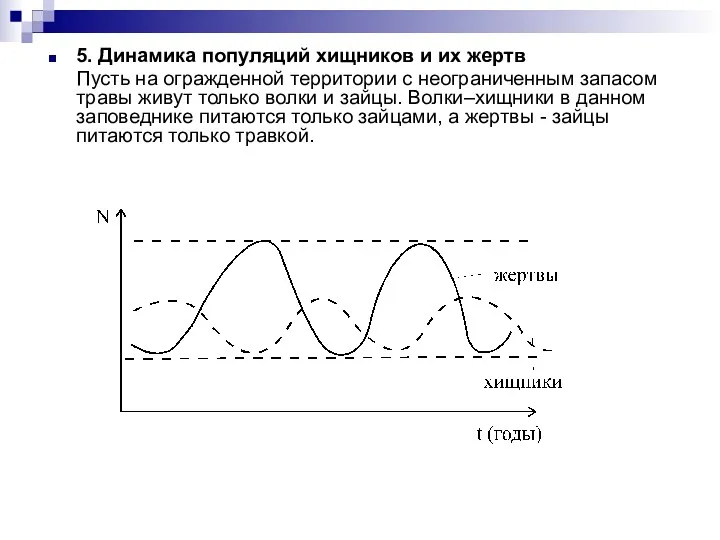 5. Динамика популяций хищников и их жертв Пусть на огражденной