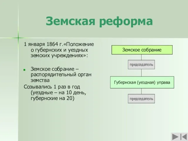 Земская реформа 1 января 1864 г.«Положение о губернских и уездных