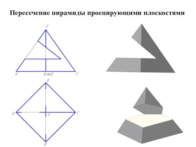 Пересечение пирамиды проецирующими плоскостями