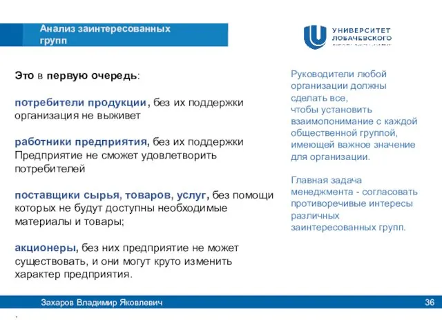 Это в первую очередь: потребители продукции, без их поддержки организация