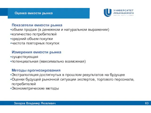 Показатели емкости рынка объем продаж (в денежном и натуральном выражении)