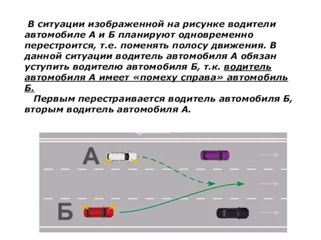 А Б В ситуации изображенной на рисунке водители автомобиле А и Б планируют