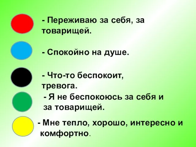 - Переживаю за себя, за товарищей. - Спокойно на душе.