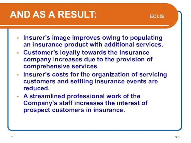 * AND AS A RESULT: Insurer’s image improves owing to