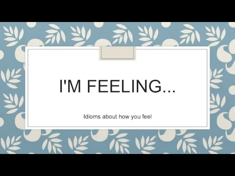 I'M FEELING... Idioms about how you feel