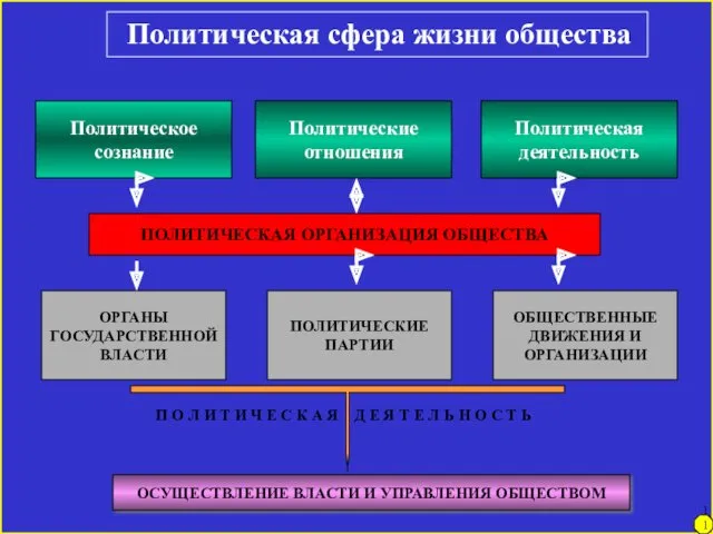 Политическая сфера жизни общества Политическое сознание Политические отношения Политическая деятельность