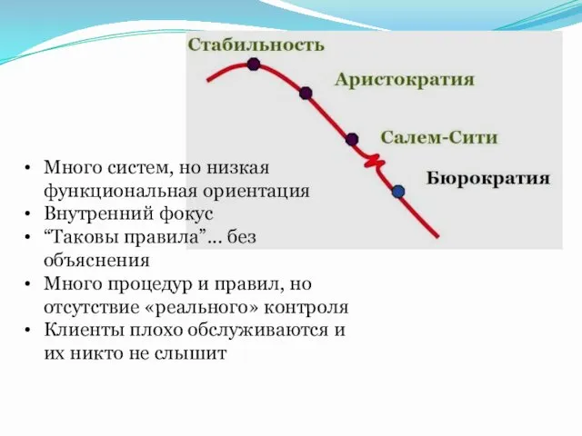 Много систем, но низкая функциональная ориентация Внутренний фокус “Таковы правила”...