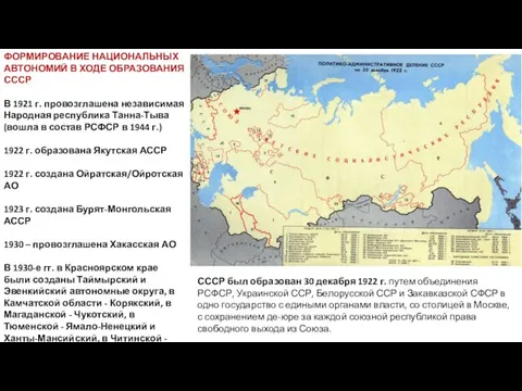 ФОРМИРОВАНИЕ НАЦИОНАЛЬНЫХ АВТОНОМИЙ В ХОДЕ ОБРАЗОВАНИЯ СССР В 1921 г.