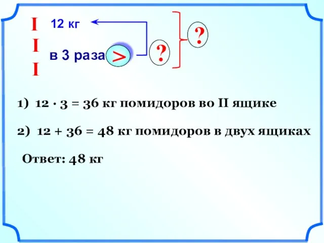 ? ? 12 кг I II 1) 12 · 3