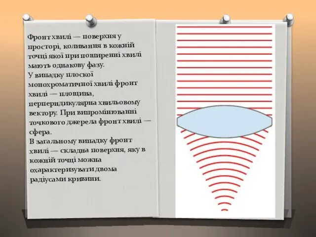 Фронт хвилі — поверхня у просторі, коливання в кожній точці