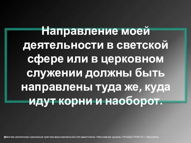 Направление моей деятельности в светской сфере или в церковном служении