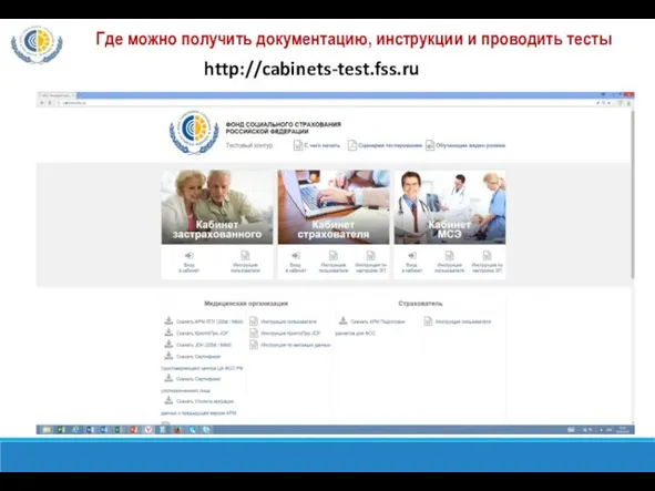 Где можно получить документацию, инструкции и проводить тесты http://cabinets-test.fss.ru