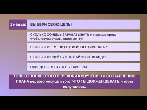 1 навык ВЫБЕРИ СВОЮ ЦЕЛЬ! СКОЛЬКО ХОЧЕШЬ ЗАРАБАТЫВАТЬ и к